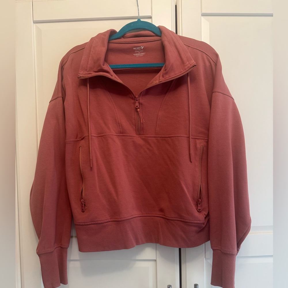 Old Navy Women's Dusty Rose Half-Zip Hoodie Sweatshirt